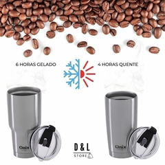 Copo Térmico Parede Dupla Aço Inox 580ml Com Tampa Acrílico - D&L STORE OFICIAL