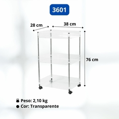 Carrinho Organizador Multiuso Com 3 Prateleiras e Rodas - comprar online