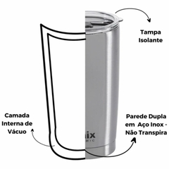 Copo Térmico Parede Dupla Aço Inox 580ml Com Tampa Acrílico na internet