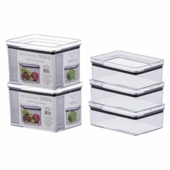 Kit Organizador de Frios e Frutas Salada Legumes (2x1800ml+3x770ml)