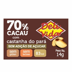 Tablete Chocolate 70% Cacau Zero Açúcar Deli Vida com Castanha do Pará embalagem c/3 unid. - comprar online