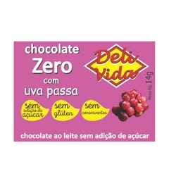 Tablete chocolate ao leite sem adição de açúcar com uva passa Deli Vida caixa com 24 unid. na internet