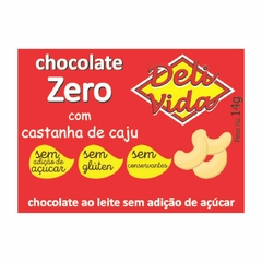 Tablete chocolate ao leite sem adição de açúcar com castanha de caju Deli Vida embalagem com 4 unid. na internet