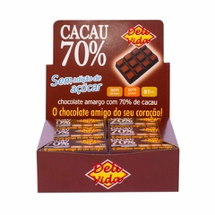 Tablete Chocolate 70% Cacau Zero Açúcar Deli Vida Caixa com 24 unid.