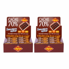 Tablete Chocolate 70% Cacau Zero Açúcar Deli Vida kit com 2 caixas de 24 unid. cada