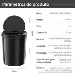 Imagem do Lixeira com Sensor Automático - 12 litros