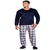 Pijama masculino adulto fleece quentinho xadrez