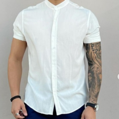 camisa de lino cuello mao - comprar online