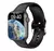 Smartwatch W58 Pro Max com display mostrando o planeta Terra e hora, acompanhado de pulseira preta.