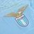 Emblema da camisa feminina do time Lazio, com fundo azul e detalhe da águia dourada.