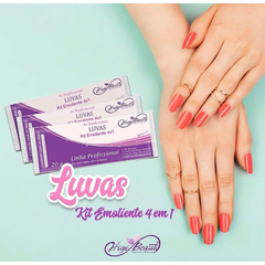 Kit Luvas com Creme Emoliente 4x1 - (1 par) - Linha Profissional - Higi Beauty - Envio Imediato