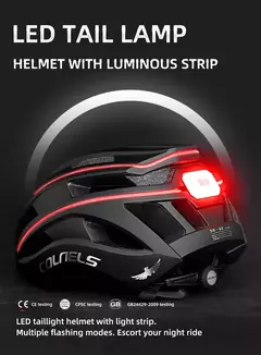 Capacete de Ciclismo com Luzes de LED