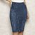 Imagem do Saia Midi Jeans Azul com Elastano e Design Moderno (Ref. 1194)