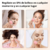 Collage de cuatro mujeres usando un masajeador facial eléctrico, disfrutando de tratamientos de belleza en casa.