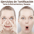 Ejercicios de tonificación facial mostrando estiramientos y masajes para el rostro.