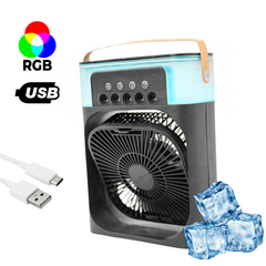 Ventilador Portátil (Iluminação, Umidificador e Climatizador) USB