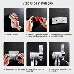 Suporte Dispenser Pasta De Dente Escova Com Esterilizador Uv