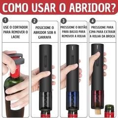 ABRIDOR DE VINHO AUTOMÁTICO SACA ROLHAS ELÉTRICO A PILHAS ELEGANTE E FUNCIONAL - SB COMPANY