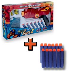 Lançador Pistola Arma Nerf Lança Dardos Bolinhas Gel 2 Em 1