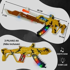 Arminha de Brinquedo Infantil, Metralhadora C/ Som, Luz e Led