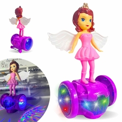 Boneca Hoverboard Giratória Anjo Dançarina Com Som e Luz