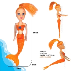 Boneca Sereia Brinquedo De Menina Presente Caixa - Laranja (LaranjaSereiaBonecaP