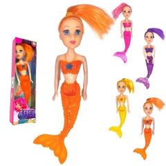 Boneca Sereia Brinquedo De Menina Presente Caixa - Laranja (LaranjaSereiaBonecaP