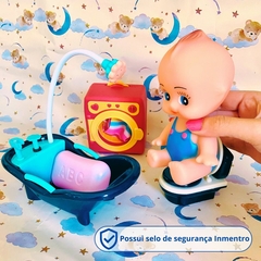 Boneco Com Banheira De Brinquedo Infantil Vinil C/ Acessórios