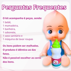 Boneco Com Banheira De Brinquedo Infantil Vinil C/ Acessórios