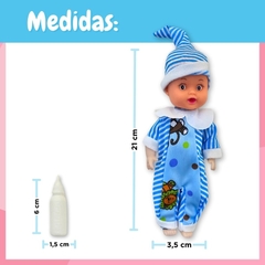 Brinquedo Boneca Infantil Articulada Com Pijama e Mamadeira