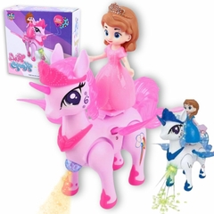 Brinquedo Boneca Princesa E Unicórnio, Anda, Com Luz e Som (UnicornioEPrincesa)