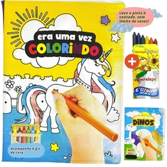 Livro de Colorir Lavável Com Giz De Cera Brinquedo Infantil