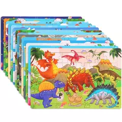 Puzzles de madeira para crianças, dinossauro, desenhos animados, quebra-cabeça - comprar online