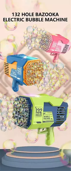 Arma de bolha mágica elétrica para crianças Gatlin Bubble Gun Machine, Bolhas - SB COMPANY