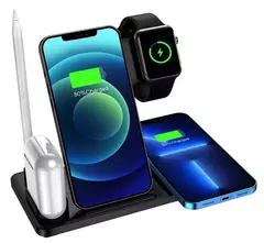 Imagem do Base Carregador Multi Dock Station Para iPhone Watch Pencil 5 em 1 Cor Preto