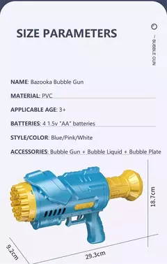 Arma de bolha mágica elétrica para crianças Gatlin Bubble Gun Machine, Bolhas - comprar online