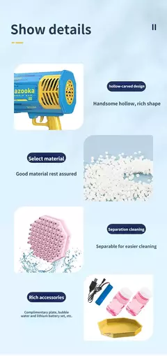 Arma de bolha mágica elétrica para crianças Gatlin Bubble Gun Machine, Bolhas - SB COMPANY