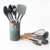 Kit C/12 Utensílios De Cozinha Silicone Cabo Madeira - novapromoção