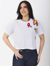 Blusa Semi Cropped Caju Meia Malha Branca 1761634