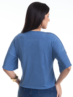 Blusa Ampla Azul Malha Slink 2890513 - comprar online