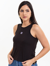 Blusa Regata Preta Malha Canelada 2890522