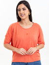 Blusa Ampla Coral Malha Canelada 2890560