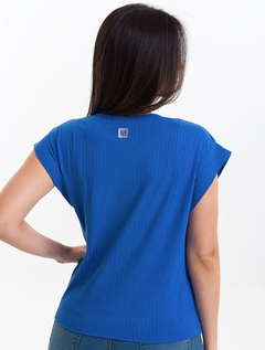 Blusa Ampla Azul Malha Canelada 2890577 - comprar online