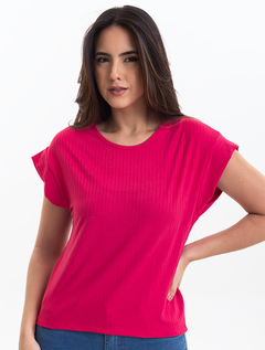 Blusa Ampla Pink Malha Canelada 2890581