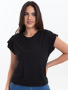 Blusa Ampla Preta Malha Canelada 2890582