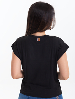 Blusa Ampla Preta Malha Canelada 2890582 - comprar online