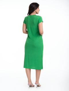 Vestido Longo Verde Malha Canelada 2890608 - comprar online