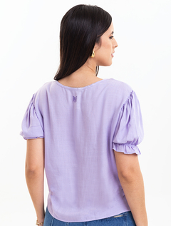 Blusa Mg Curta Lilas Viscolinho 2910023 - comprar online