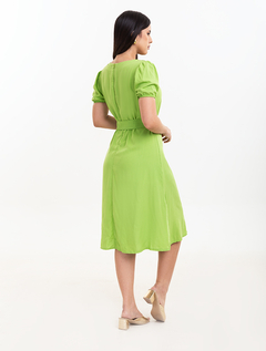 Vestido Midi Verde Verão Viscolinho 2910025 - comprar online