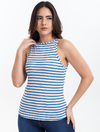 Blusa Regata Listra/Azul Malha Confort 3290044